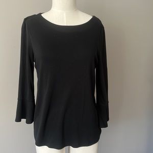 Loft brand shirt/top with 3/4 length bell sleeves, Black, size MP
